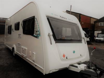 Elddis Xplore 554 2018, 4 Berth Fixed Island Bed Caravan With Motor Mover, For Sale.